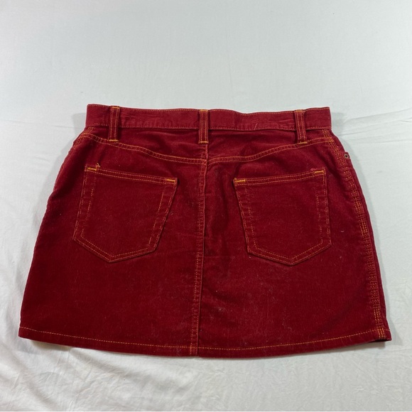 Gap Red Corduroy Mini Skirt Red Front Zip Mini Skirt With Pockets Sz 8 Skirt - Picture 4 of 5